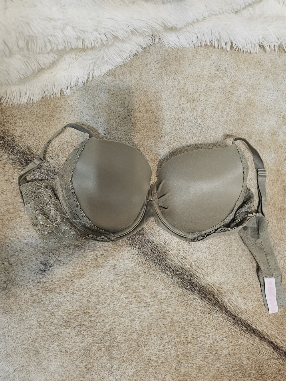 Victoria's Secret 36DD Push Up Bra Olive Green Lace Women's